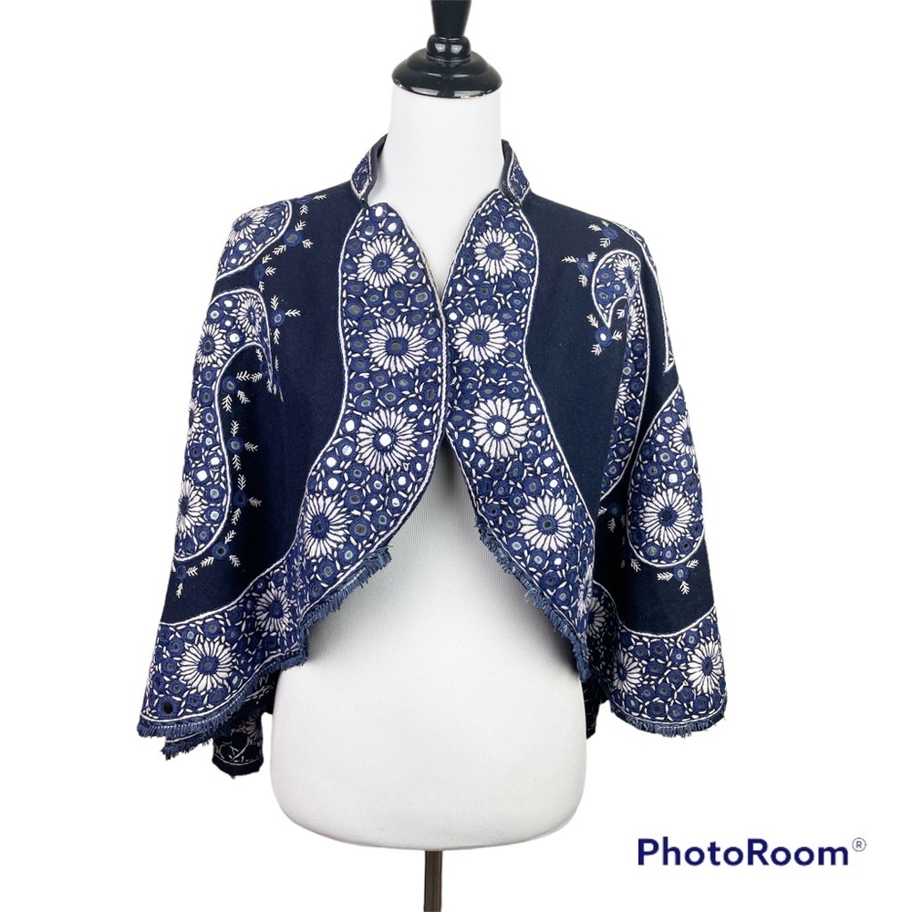 Vintage embroidered wool cape
